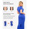 image:imagePopilush Shaperwear Dress Builtin Bra Womens Casual Lounge Dress with Zipper Short Sleeve Mock Neck Bodycon DressesBlue