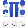 image:imagePopilush Shaperwear Dress Builtin Bra Womens Casual Lounge Dress with Zipper Short Sleeve Mock Neck Bodycon DressesBlue