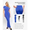 image:imagePopilush Shaperwear Dress Builtin Bra Womens Casual Lounge Dress with Zipper Short Sleeve Mock Neck Bodycon DressesBlue