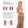 image:imagePopilush Shaperwear Dress Builtin Bra Womens Casual Lounge Dress with Zipper Short Sleeve Mock Neck Bodycon DressesBrown