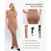image:imagePopilush Shaperwear Dress Builtin Bra Womens Casual Lounge Dress with Zipper Short Sleeve Mock Neck Bodycon DressesBrown