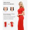 image:imagePopilush Shaperwear Dress Builtin Bra Womens Casual Lounge Dress with Zipper Short Sleeve Mock Neck Bodycon DressesRed