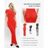 image:imagePopilush Shaperwear Dress Builtin Bra Womens Casual Lounge Dress with Zipper Short Sleeve Mock Neck Bodycon DressesRed