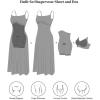 image:imagePopilush Shapewear Dress Built in Bra Adjustable Straps Square Neck Summer Formal ALine Slip Midi Dresses for WomenBlack