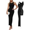 image:imagePopilush Shapewear Dress Built in Bra Bodycon Shaper Dress 9 in 1 Crew Neck Sleeveless Maxi Formal Dresses with ZipperBlack