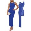 image:imagePopilush Shapewear Dress Built in Bra Bodycon Shaper Dress 9 in 1 Crew Neck Sleeveless Maxi Formal Dresses with ZipperBlue