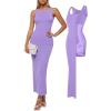 image:imagePopilush Shapewear Dress Built in Bra Bodycon Shaper Dress 9 in 1 Crew Neck Sleeveless Maxi Formal Dresses with ZipperLight Purple