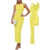 image:imagePopilush Shapewear Dress Built in Bra Bodycon Shaper Dress 9 in 1 Crew Neck Sleeveless Maxi Formal Dresses with ZipperLight Yellow