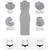 image:imagePopilush Shapewear Dress Midi Bodycon  Mock Neck Built in Shapewear Bra 9 in 1 Sleeveless Slip Dress for WomenGrey