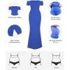 image:imagePopilush Shapewear Dress Off Shoulder Formal Dresses for Women Short Sleeve Bodycon Maxi Dress Built in BraBlue