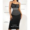 image:imageTummy Control Dress for Women  Bodycon Slip Midi Dress with Built in Bra Date Night Spaghetti Strap Dresses Club OutfitBlack