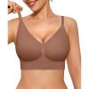 image:imagePopilush Bralettes for Women with Support Full Coverage Wireless Minimizer Bras Push Up Seamless Bra with Removable PadsBrown