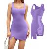 image:imagePopilush Cocktail Dresses for Women Built in Shapewear Bra 8 in 1 Square Neck Mini Slit Party Summer DressPurple
