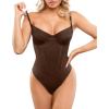 image:imagePopilush Corset Bodysuit Built in Bra  V Neck Bodysuits for Women Tummy Control Thong Shapewear Concert Outfits Club TopsBrown