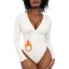 image:imagePopilush Long Sleeve Bodysuit for Women Tummy Control Shapewear Bodysuit with Built in Bra RedTag ThremalWhite