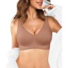 image:imagePopilush Seamless Bras for Women  Wireless Comfortable Push Up Bralettes Full Coverage Support Bra Deep V Minimizer BrasBrown