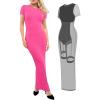 image:imagePopilush Shaperwear Dress Builtin Bra Womens Casual Lounge Dress with Zipper Short Sleeve Mock Neck Bodycon DressesPink