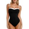 image:imagePopilush Shapewear Bodysuits For Women Contrasting Color Body Suits Tummy Control Body Shaper Built In Bra Black 3XL