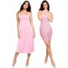 image:imagePopilush Shapewear Dress Built in Bra Adjustable Straps Square Neck Summer Formal ALine Slip Midi Dresses for WomenPink