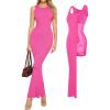 image:imagePopilush Shapewear Dress Built in Bra Bodycon Shaper Dress 9 in 1 Crew Neck Sleeveless Maxi Formal Dresses with ZipperPink