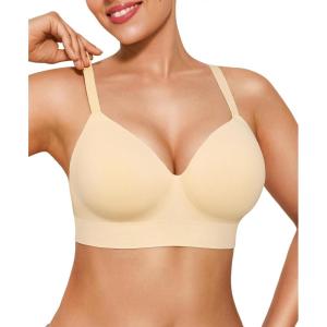 image:imagePopilush Bras for Women No Underwire Supportive Push Up Bralettes Wireless Full Coverage Plus Size TShirt Bra Skin