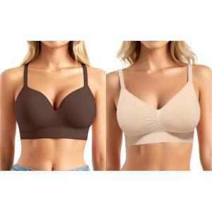image:imagePopilush Bras for Women Support Push Up Bralettes Full Coverage No Underwire Seamless Comfortable Everyday Bras Drak BrownSkin M