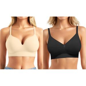 image:imagePopilush Bras for Women Support Push Up Bralettes Full Coverage No Underwire Seamless Comfortable Everyday Bras SkinBlack XL