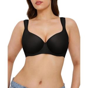 image:imagePopilush Minimizer Bras for Women Full Coverage Plus Size Unlined Underwire T Shirt Seamless Bra for Large BreastsBlack