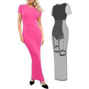 image:imagePopilush Shaperwear Dress Builtin Bra Womens Casual Lounge Dress with Zipper Short Sleeve Mock Neck Bodycon DressesPink