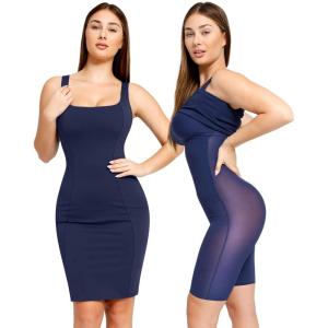 image:imagePopilush Shapewear Dress Casual Summer Dresses for Women Tummy Control Dress Midi Dress with Built in Bra XL