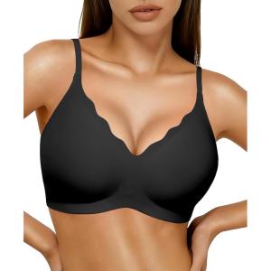 image:imagePopilush Wireless Bras for Women No Underwire Seamless Bralettes Everyday Comfort Tshirt Padded BraBlack