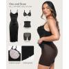 image:imagePopilush Shapewear Corset Dress Womens Satin Ruched Midi Dress Cocktail Date Night Classy Dresses with Lace Trim BraBlack