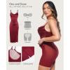 image:imagePopilush Shapewear Corset Dress Womens Satin Ruched Midi Dress Cocktail Date Night Classy Dresses with Lace Trim BraRed