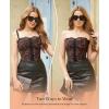 image:imagePopilush Corset Tops for Women  Shapewear Lace Top Detachable Strap Bustier with Buckle Summer SplashLeopard