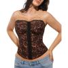image:imagePopilush Corset Tops for Women  Shapewear Lace Top Detachable Strap Bustier with Buckle Summer SplashLeopard
