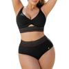 image:imagePopilush Tummy Control Swimsuits for Women High Waisted Bikini Sets Two Piece Boho Swimsuit Shapewear 4 Way Wear Beach and Pool Size M Color Black