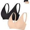 image:imagePopilush Wireless Bras Women Seamless No Underwire Push Up Bra Supportive Deep V Bralette Everyday Comfortable TShirt BraBlackSkin