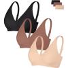 image:imagePopilush Wireless Bras Women Seamless No Underwire Push Up Bra Supportive Deep V Bralette Everyday Comfortable TShirt BraBlackSkinCoffee
