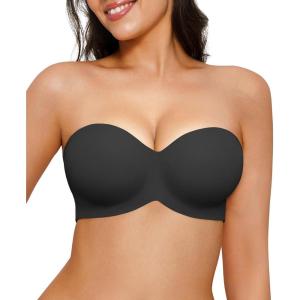image:imagePopilush Strapless Bras Minimizer Bralettes for Women Bandeau Support Push Up Unlined Bra Underwire Everyday Bras Tube Top Black