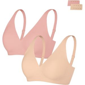 image:imagePopilush Wireless Bras Women Seamless No Underwire Push Up Bra Supportive Deep V Bralette Everyday Comfortable TShirt BraSkinNude