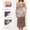 image:imagePopilush Formal Dresses for Women Builtin Bra Shapewear Ruched Midi Dress Cowl Neck Evening Gowns Sparkly DressBronze