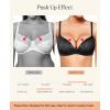 image:imagePopilush Lace Wireless Bras with Support and Lift  Push Up Bra for Women No Underwire Comfy Deep V Bralettes Fits BD CupsBlack