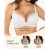 image:imagePopilush Lace Wireless Bras with Support and Lift  Push Up Bra for Women No Underwire Comfy Deep V Bralettes Fits BD CupsWhite