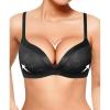 image:imagePopilush Lace Wireless Bras with Support and Lift  Push Up Bra for Women No Underwire Comfy Deep V Bralettes Fits BD CupsBlack