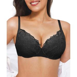 image:imagePopilush Minimizer Bras for Women Full Coverage Lace Push Up Plus Size Underwire Bra with SupportBlack