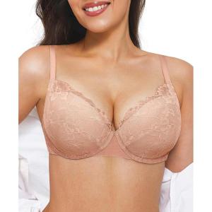 image:imagePopilush Minimizer Bras for Women Full Coverage Lace Push Up Plus Size Underwire Bra with SupportNude