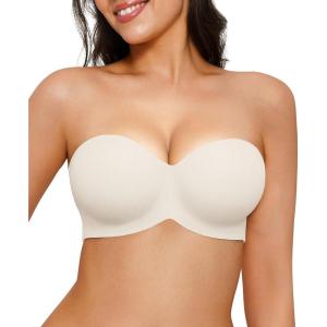 image:imagePopilush Strapless Push Up Minimizer Bras for Women Bandeau Support Unlined Bra Underwire Everyday Bras Tube TopIvory