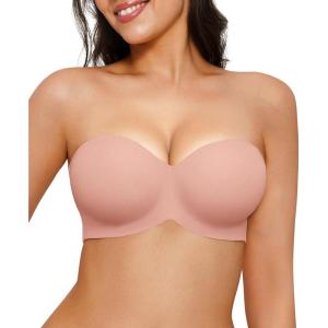 image:imagePopilush Strapless Push Up Minimizer Bras for Women Bandeau Support Unlined Bra Underwire Everyday Bras Tube TopPumpkin