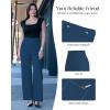 image:imagePopilush Dress Pants for Women Tummy Control 2 in 1 Work Slack High Waisted Wide Leg with Pockets Business CasualBlue