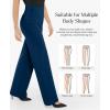 image:imagePopilush Dress Pants for Women Tummy Control 2 in 1 Work Slack High Waisted Wide Leg with Pockets Business CasualBlue